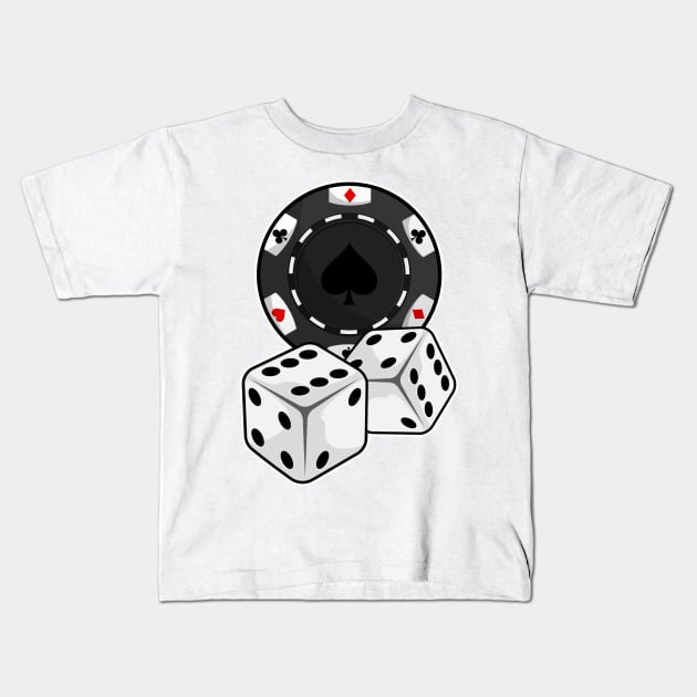 Chip & Dice for Poker Kids T-Shirt by Markus Schnabel